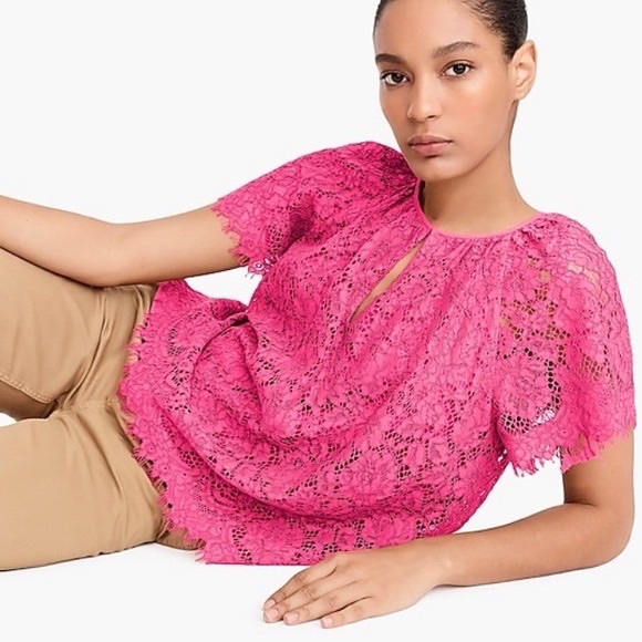 J Crew fuchsia lace blouse - Picture 1 of 5